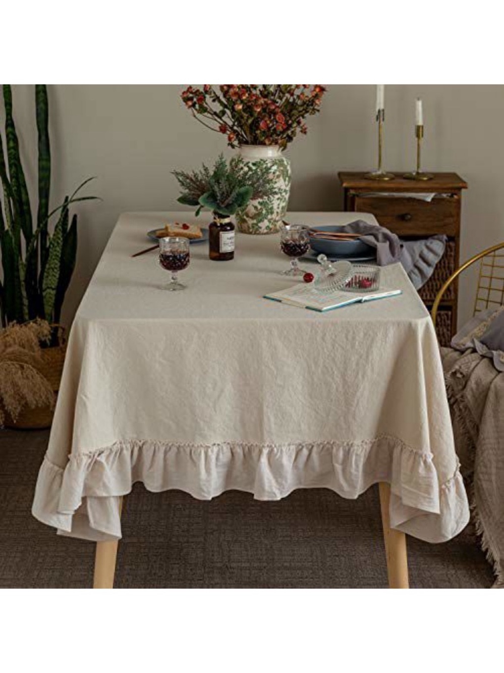 Farmhouse Ruffle Tablecloth - Picture 2 of 3